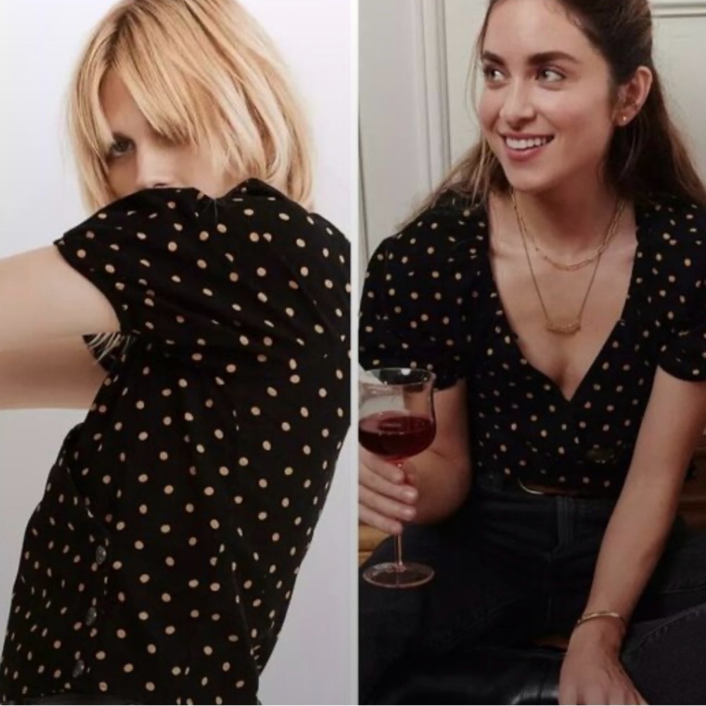 Madewell Black Polka Dot Top